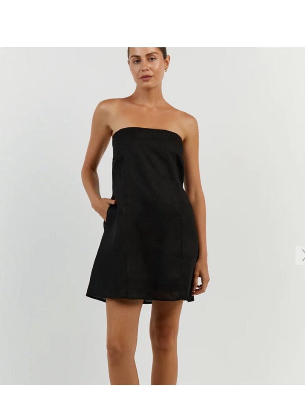 DISSH Black Linen Strapless Dress